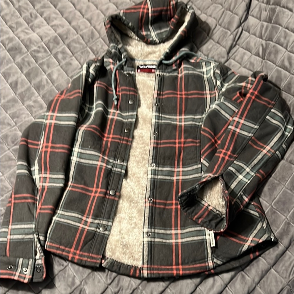 Wolverine Hooded Plaid Snap Up Jacket